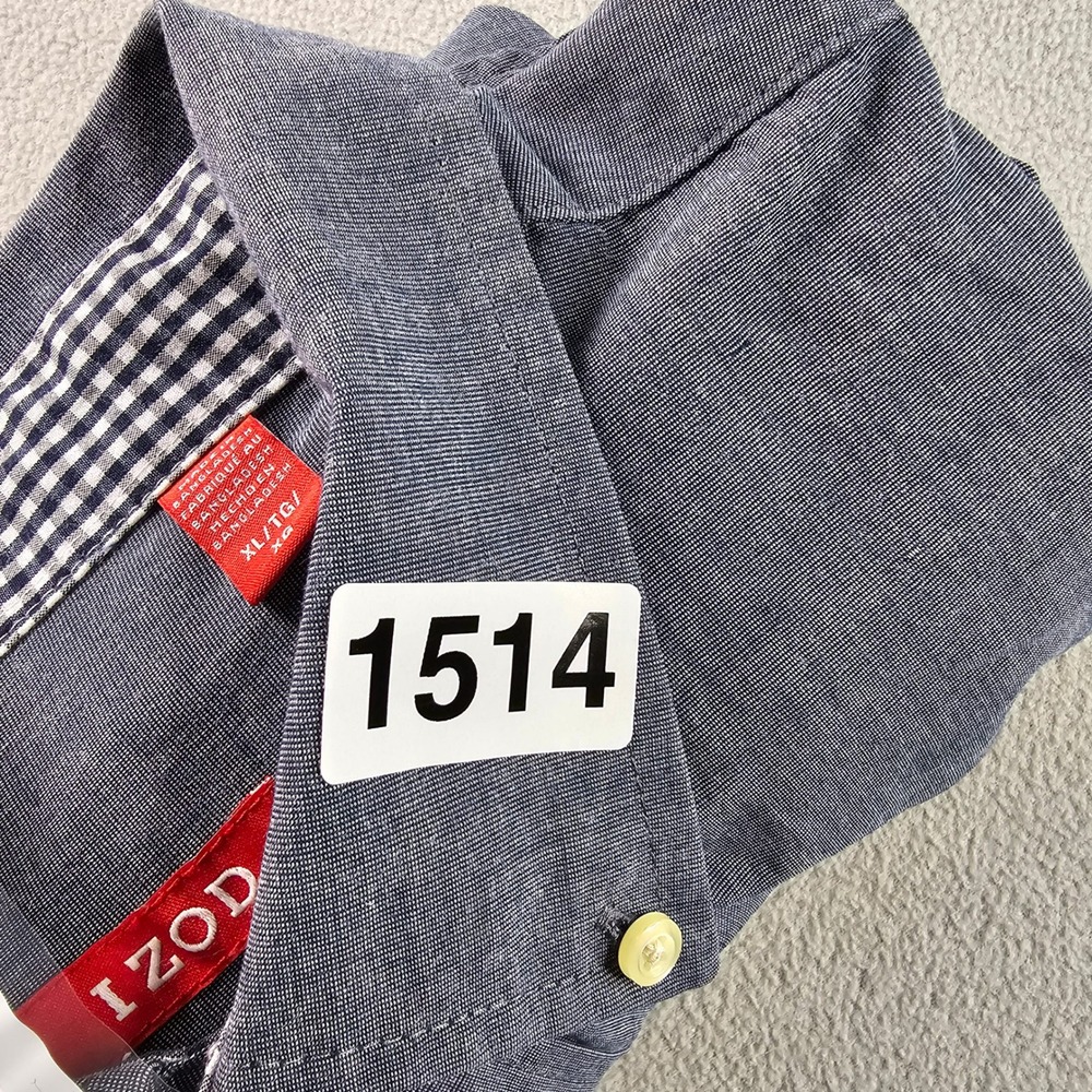 IZOD Chambray Button‎ Down Shirt Mens XL Blue Long Sleeve Classic Fit Casual - Picture 10 of 10